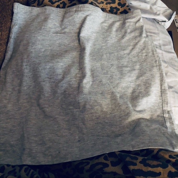 H & M small gray mini skirt pair with white tee and denim jacket ,over swimwear - Picture 1 of 3